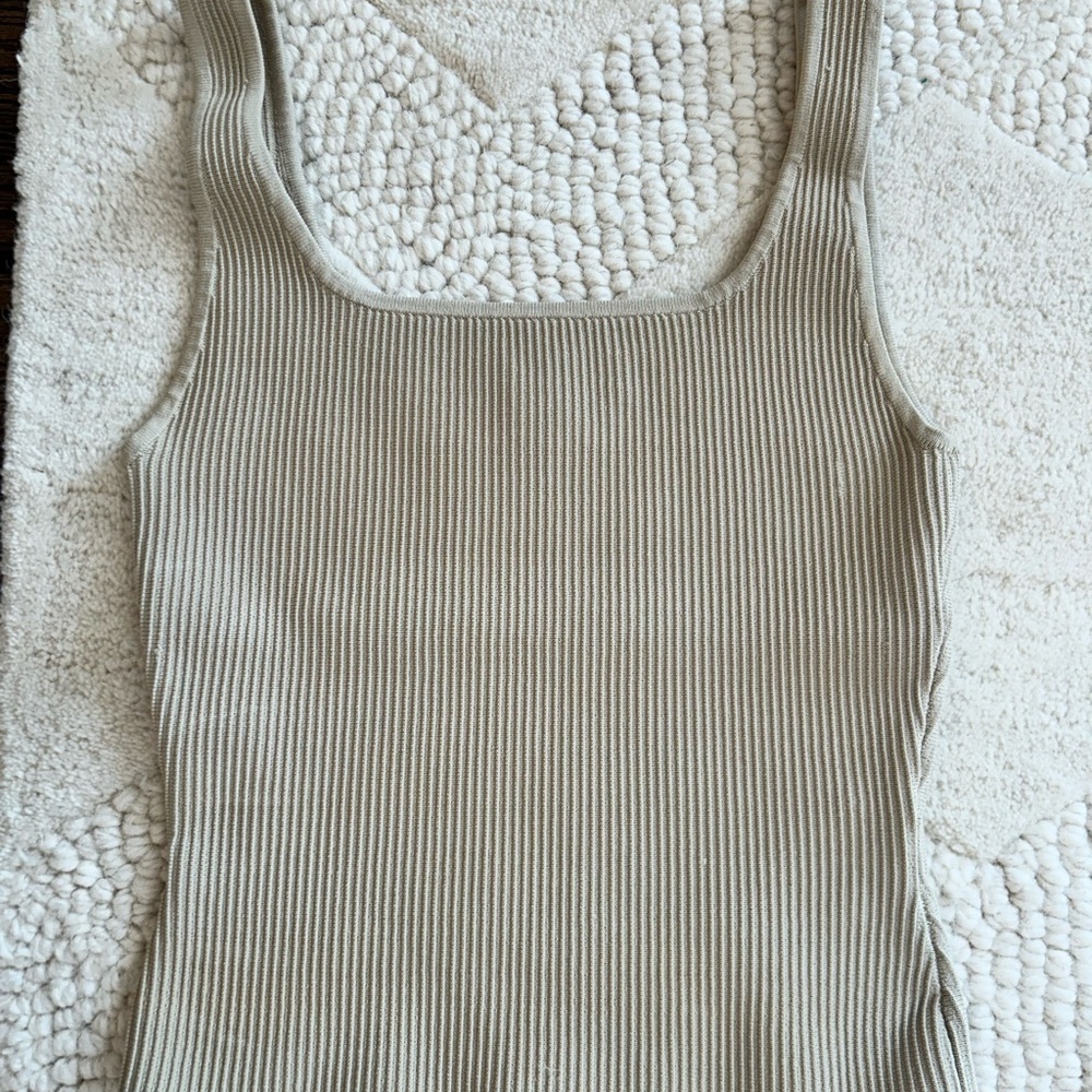 Babaton Gray Ribbed Fitted Tank Top